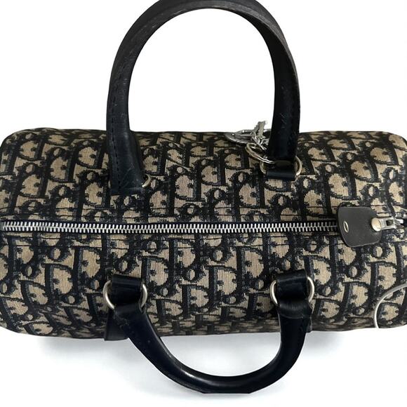 Christian Dior Trotter Boston Bag Dior Baggages Navy Monogram Canvas Handbag - Picture 6 of 15